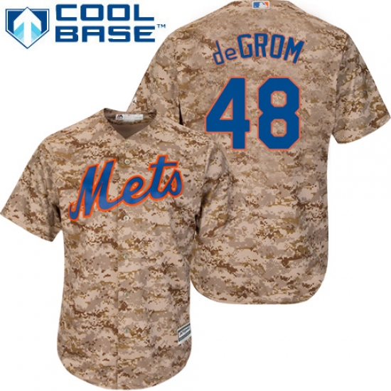 Men's Majestic New York Mets 48 Jacob deGrom Replica Camo Alternate Cool Base MLB Jersey