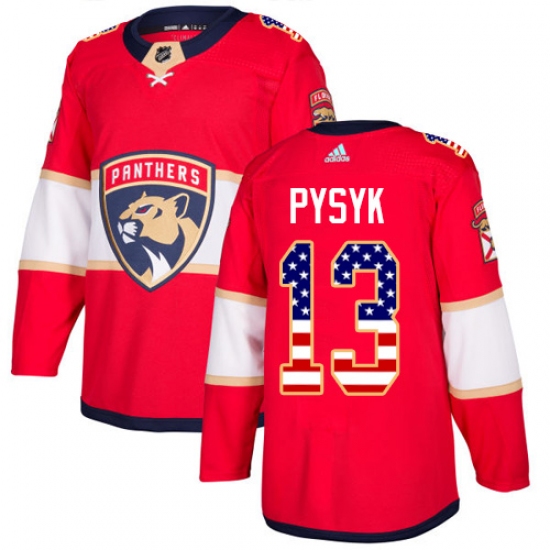 Youth Adidas Florida Panthers 13 Mark Pysyk Authentic Red USA Flag Fashion NHL Jersey