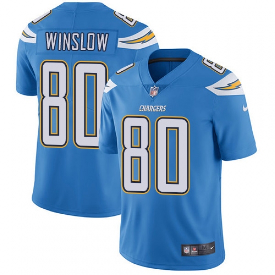 Men's Nike Los Angeles Chargers 80 Kellen Winslow Electric Blue Alternate Vapor Untouchable Limited Player NFL Jersey