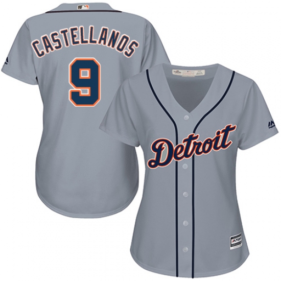 Women's Majestic Detroit Tigers 9 Nick Castellanos Authentic Grey Road Cool Base MLB Jersey