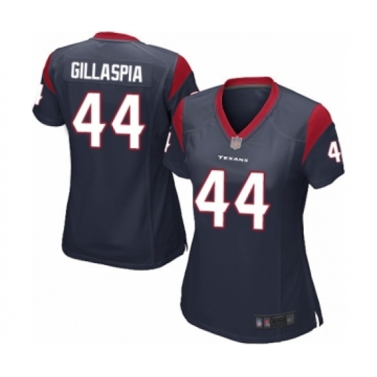 Women's Houston Texans 44 Cullen Gillaspia Game Navy Blue Team Color Football Jersey