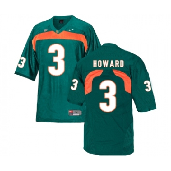 Miami Hurricanes 3 Tracy Howard Green College Football Jersey