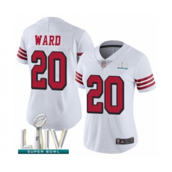 Women's San Francisco 49ers 20 Jimmie Ward Limited White Rush Vapor Untouchable Super Bowl LIV Bound Football Jersey