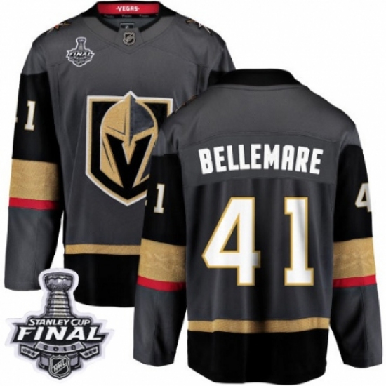 Youth Vegas Golden Knights 41 Pierre-Edouard Bellemare Authentic Black Home Fanatics Branded Breakaway 2018 Stanley Cup Final NHL Jersey