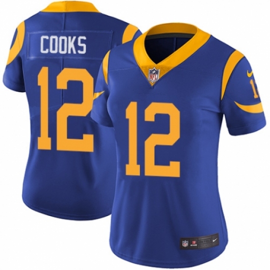 Women's Nike Los Angeles Rams 12 Brandin Cooks Royal Blue Alternate Vapor Untouchable Elite Player NFL Jersey