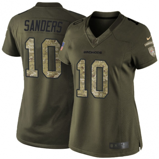 Women's Nike Denver Broncos 10 Emmanuel Sanders Elite Green Salute to Service NFL Jersey