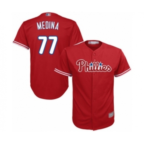 Youth Philadelphia Phillies 77 Adonis Medina Authentic Red Alternate Cool Base Baseball Player Jersey