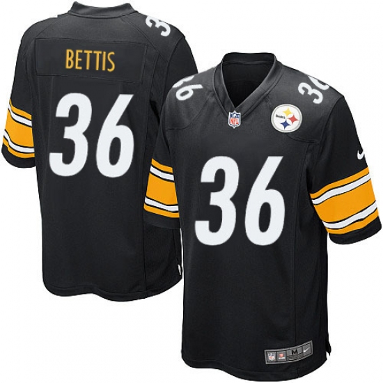Men's Nike Pittsburgh Steelers 36 Jerome Bettis Game Black Team Color NFL Jersey