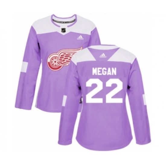 Women's Adidas Detroit Red Wings 22 Wade Megan Authentic Purple Fights Cancer Practice NHL Jersey