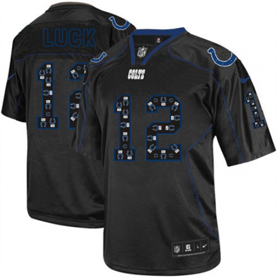 Men's Nike Indianapolis Colts 12 Andrew Luck Elite New Lights Out Black NFL Jersey