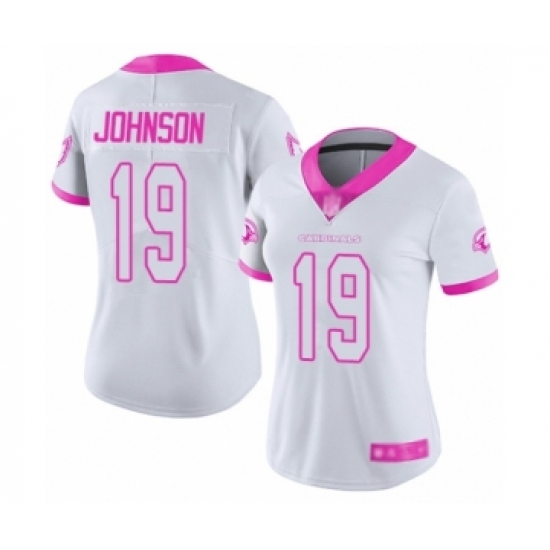 Women's Arizona Cardinals 19 KeeSean Johnson Limited White Pink Rush Fashion Football Jersey