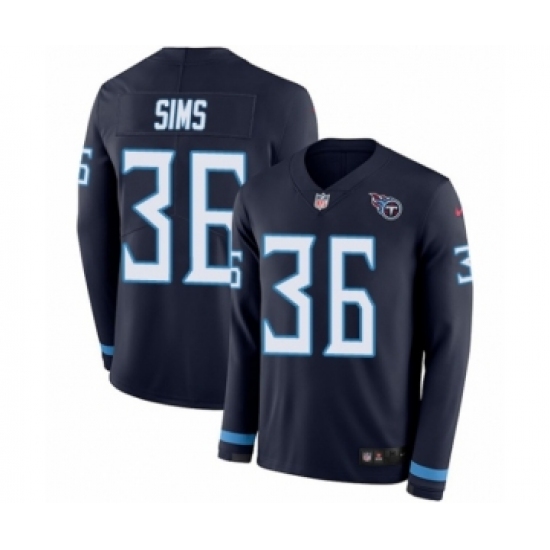 Youth Nike Tennessee Titans 36 LeShaun Sims Limited Navy Blue Therma Long Sleeve NFL Jersey