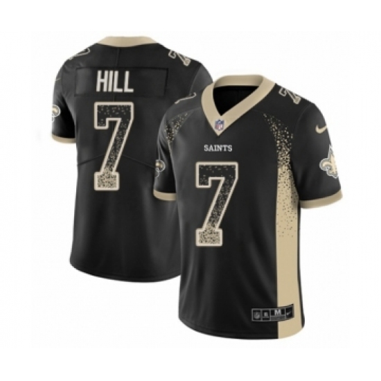 Men's Nike New Orleans Saints 7 Taysom Hill Limited Black Rush Drift Fashion NFL Jersey