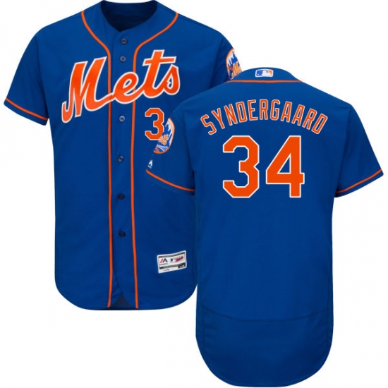 Men's Majestic New York Mets 34 Noah Syndergaard Royal Blue Alternate Flex Base Authentic Collection MLB Jersey