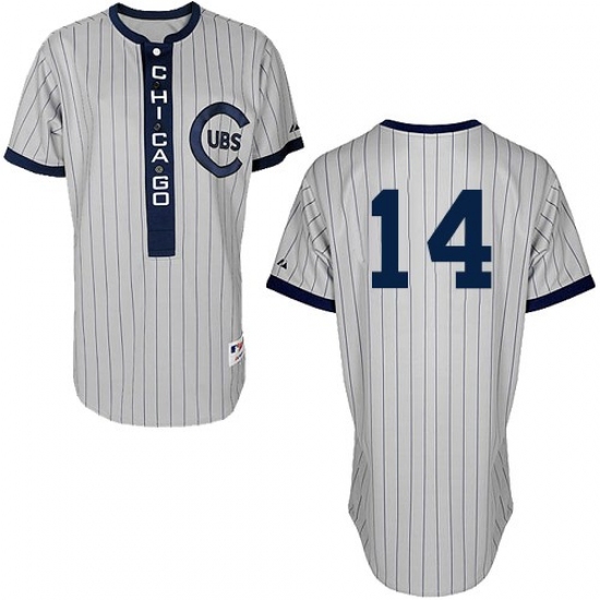 Men's Majestic Chicago Cubs 14 Ernie Banks Authentic White 1909 Turn Back The Clock MLB Jersey