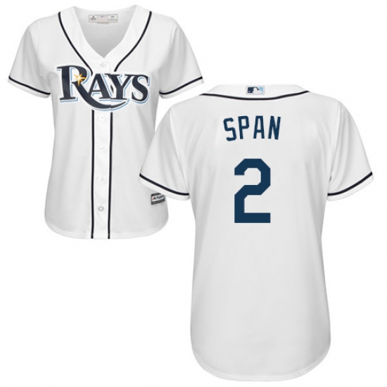 Women's Majestic Tampa Bay Rays 2 Denard Span Replica White Home Cool Base MLB Jersey