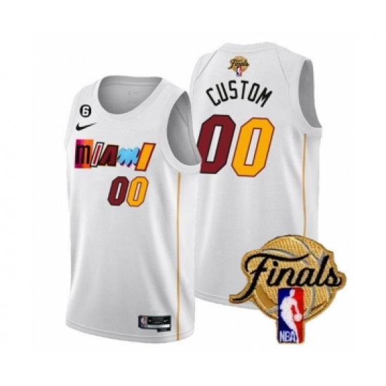 Men's Miami Heat Active Player Custom White 2023 Finals City Edition With NO.6 Stitched Basketball Jersey