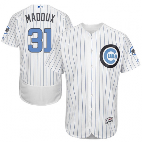 Men's Majestic Chicago Cubs 31 Greg Maddux Authentic White 2016 Father's Day Fashion Flex Base MLB Jersey