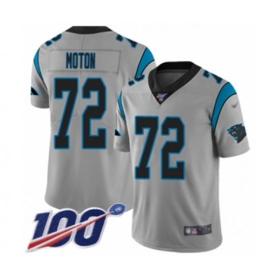 Youth Carolina Panthers 72 Taylor Moton Silver Inverted Legend Limited 100th Season Football Jersey