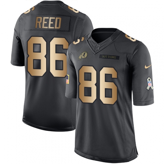 Youth Nike Washington Redskins 86 Jordan Reed Limited Black/Gold Salute to Service NFL Jersey