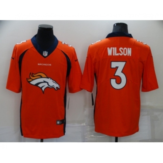 Men's Denver Broncos 3 Russell Wilson Orange Big Logo Number Vapor Untouchable Stitched NFL Nike Fashion Limited Jersey