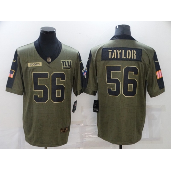 Men's New York Giants 56 Lawrence Taylor Nike Olive 2021 Salute To Service Limited Player Jersey