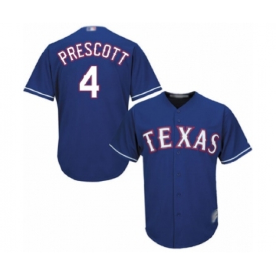 Youth Texas Rangers 4 Dak Prescott Authentic Royal Blue Alternate 2 Cool Base Baseball Jersey