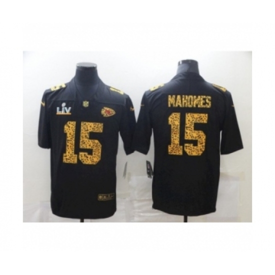 Youth Kansas City Chiefs 15Patrick Mahomes Black Leopard Super Bowl LV Jersey