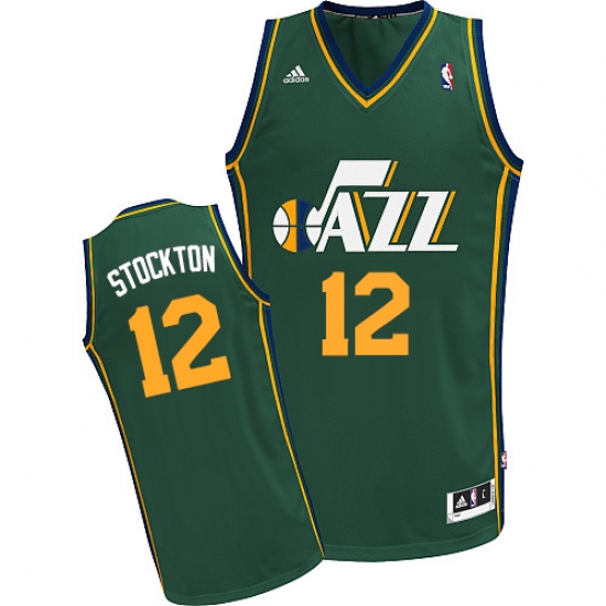 Men's Adidas Utah Jazz 12 John Stockton Swingman Green Alternate NBA Jersey