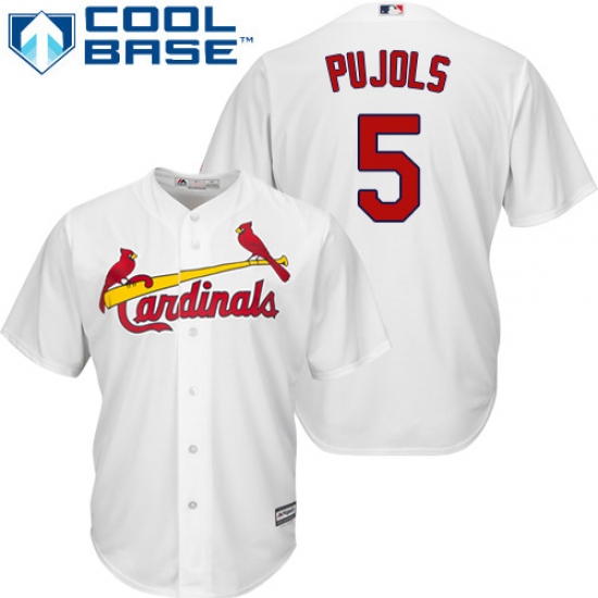 Youth Majestic St. Louis Cardinals 5 Albert Pujols Replica White Home Cool Base MLB Jersey