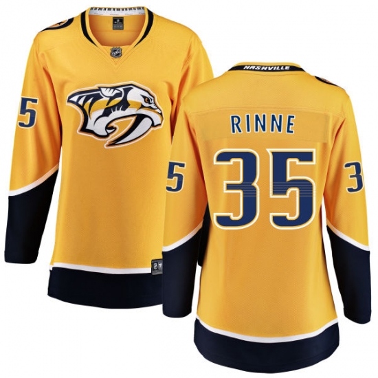 Women's Nashville Predators 35 Pekka Rinne Fanatics Branded Gold Home Breakaway NHL Jersey