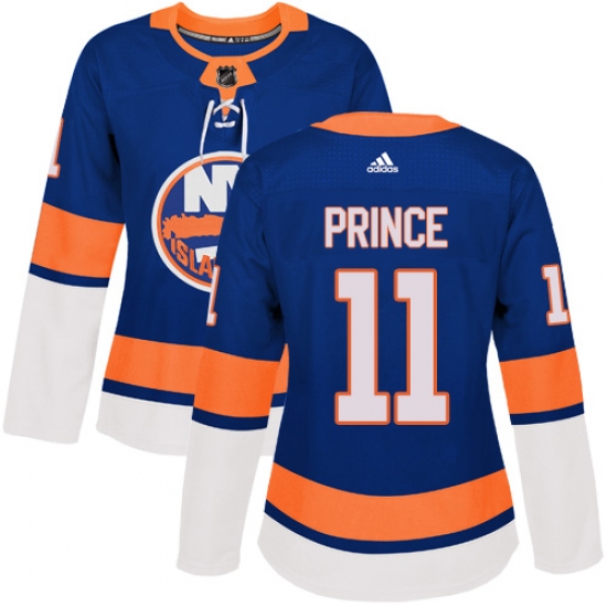 Women's Adidas New York Islanders 11 Shane Prince Authentic Royal Blue Home NHL Jersey