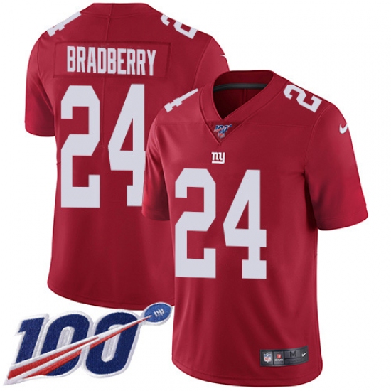 Youth New York Giants 24 James Bradberry Red Alternate Stitched 100th Season Vapor Untouchable Limited Jersey