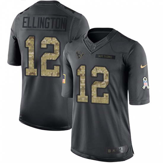 Youth Nike Houston Texans 12 Bruce Ellington Limited Black 2016 Salute to Service NFL Jersey