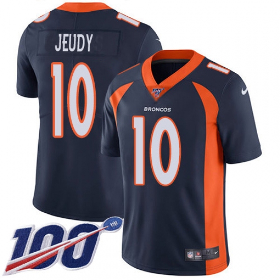 Youth Denver Broncos 10 Jerry Jeudy Navy Blue Alternate Stitched 100th Season Vapor Untouchable Limited Jersey