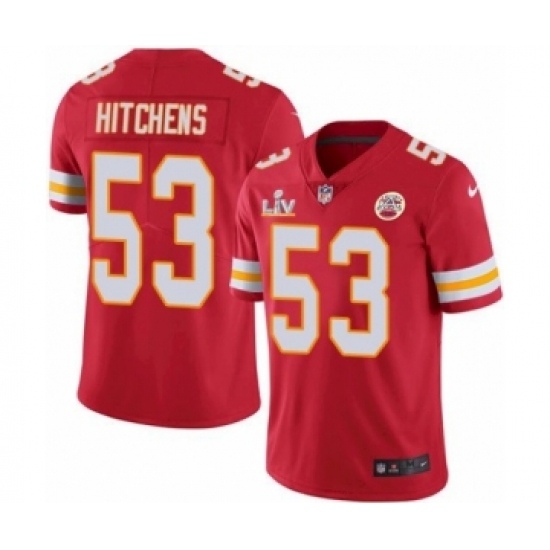 Youth Kansas City Chiefs 53 Anthony Hitchens Red 2021 Super Bowl LV Jersey