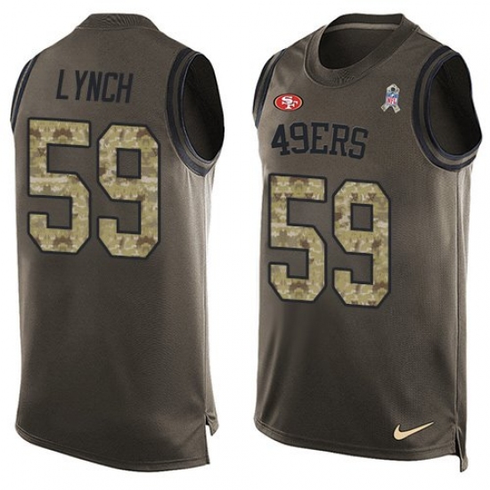 Men's Nike San Francisco 49ers 59 Aaron Lynch Limited Green Salute to Service Tank Top NFL Jersey