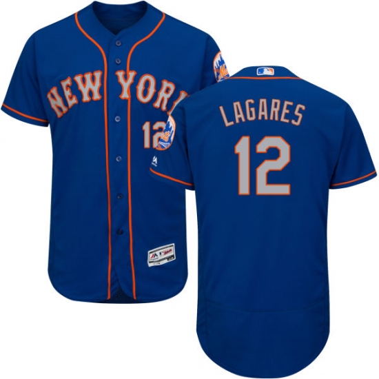 Men's Majestic New York Mets 12 Juan Lagares Royal/Gray Alternate Flex Base Authentic Collection MLB Jersey