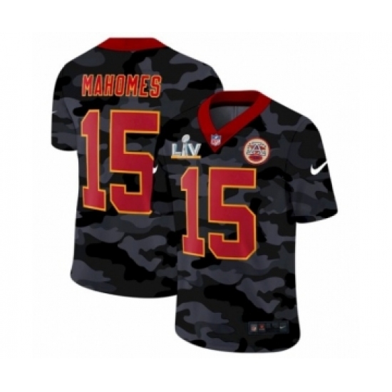 Youth Kansas City Chiefs 15Patrick Mahomes Camo Red Super Bowl LV Jersey