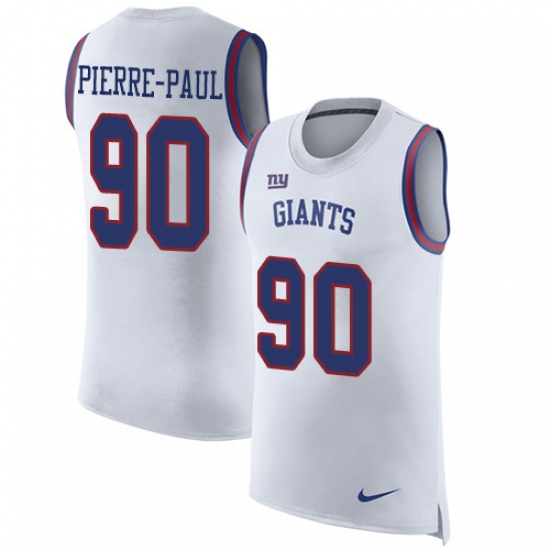 Men's Nike New York Giants 90 Jason Pierre-Paul Limited White Rush Player Name & Number Tank Top NFL Jersey