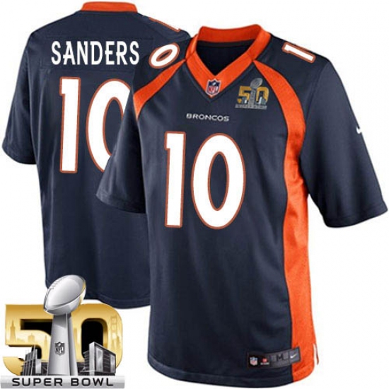 Youth Nike Denver Broncos 10 Emmanuel Sanders Elite Navy Blue Alternate Super Bowl 50 Bound NFL Jersey