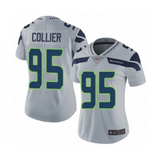 Women's Seattle Seahawks 95 L.J. Collier Grey Alternate Vapor Untouchable Limited Player Football Jersey