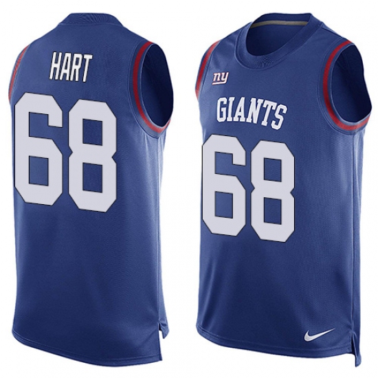 Men's Nike New York Giants 68 Bobby Hart Limited Royal Blue Player Name & Number Tank Top NFL Jersey