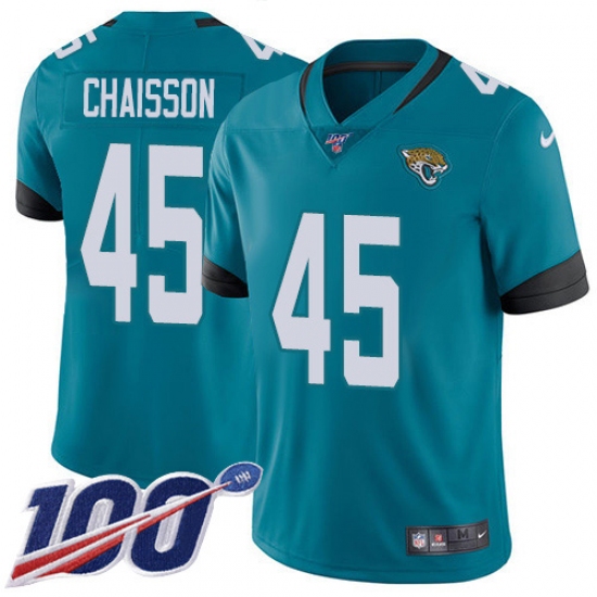 Youth Jacksonville Jaguars 45 K'Lavon Chaisson Teal Green Alternate Stitched NFL 100th Season Vapor Untouchable Limited Jersey