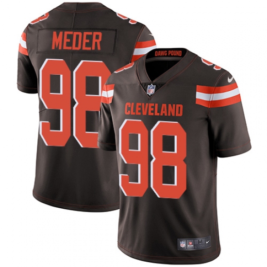 Men's Nike Cleveland Browns 98 Jamie Meder Brown Team Color Vapor Untouchable Limited Player NFL Jersey