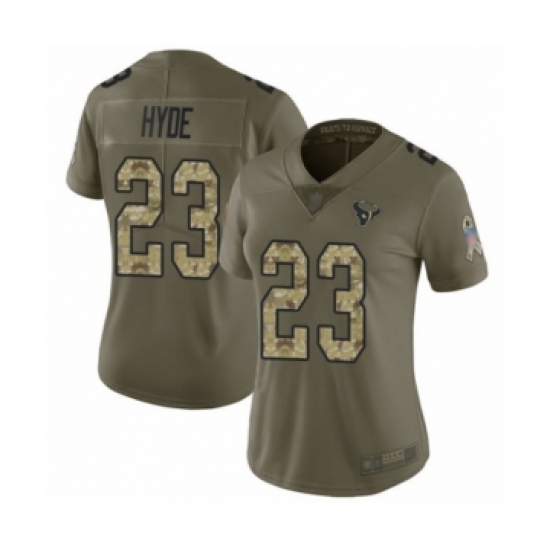 Women's Houston Texans 23 Carlos Hyde Limited Olive Camo 2017 Salute to Service Football Jersey