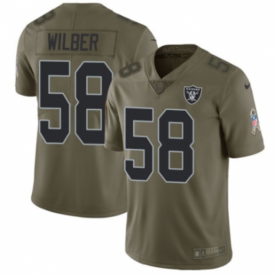 Youth Nike Oakland Raiders 58 Kyle Wilber Limited Olive 2017 Salute to Service NFL Jersey