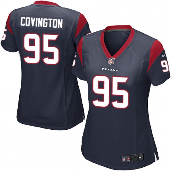 Women's Nike Houston Texans 95 Christian Covington Game Navy Blue Team Color NFL Jersey