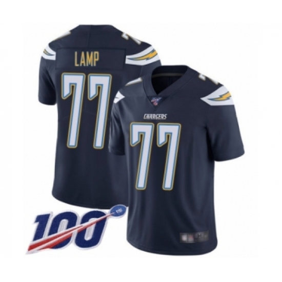 Men's Los Angeles Chargers 77 Forrest Lamp Navy Blue Team Color Vapor Untouchable Limited Player 100th Season Football Jersey