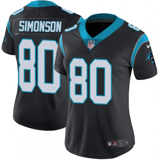 Women's Nike Carolina Panthers 80 Scott Simonson Black Team Color Vapor Untouchable Limited Player NFL Jersey